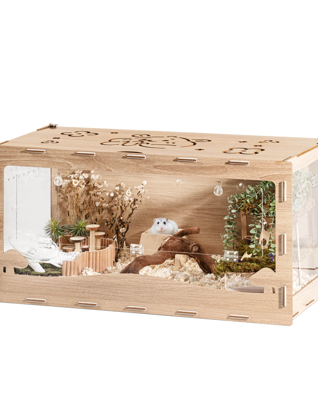MEWOOFUN Large Hamster Cage Wooden Hamster Cage for Golden Hamster The Petsburg